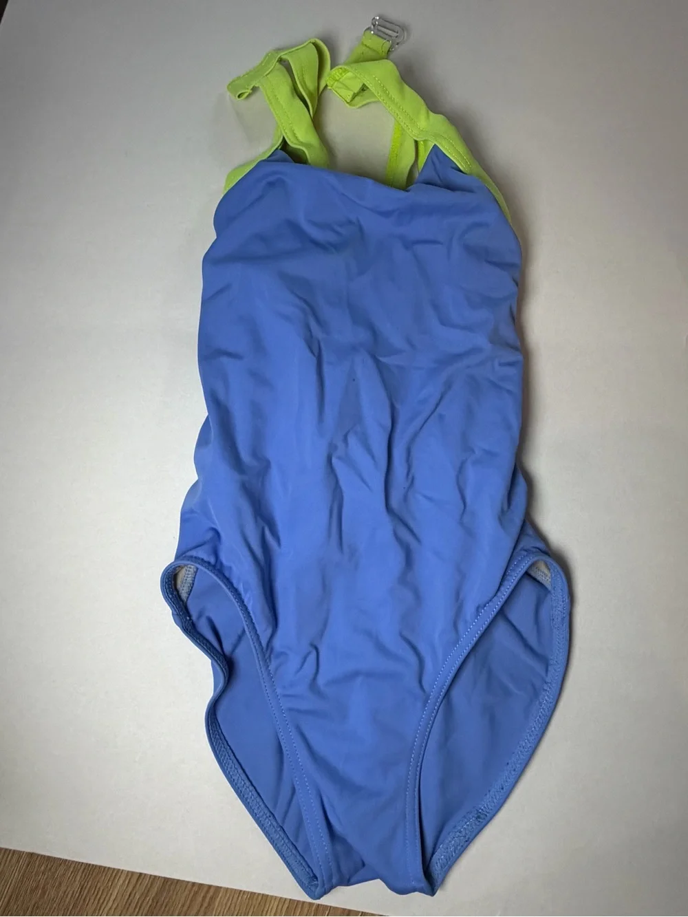 Girls Blue Dance Costume with Lime Straps